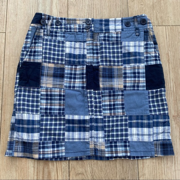 LOFT Dresses & Skirts - Ann Taylor Loft Blue Madras Plaid Lined Cotton Pocketed Skirt Sz 4P.